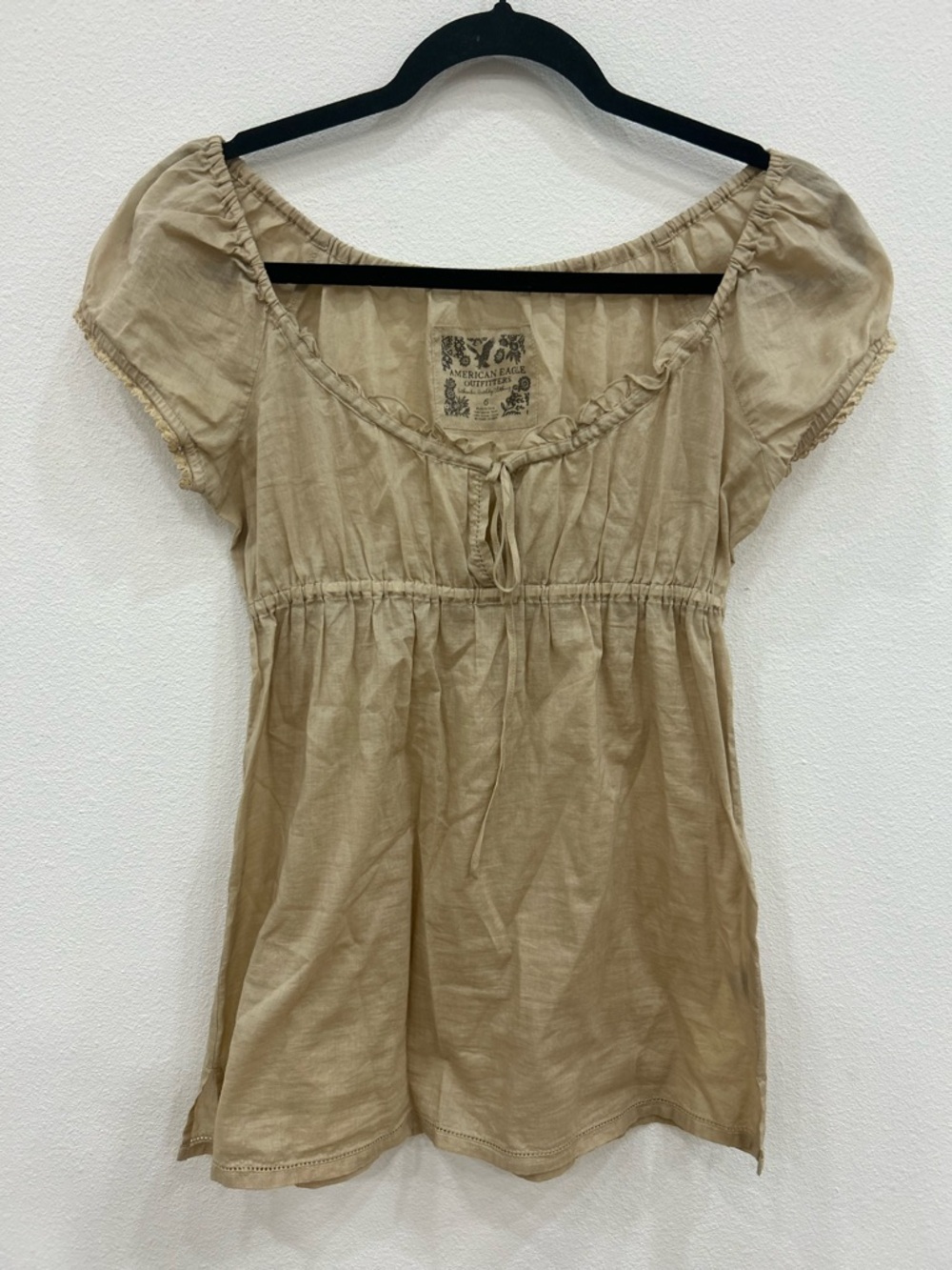 Y2K VTG American Eagle Milkmaid Coquette Feminine Top sz 6 peasant Bella swan